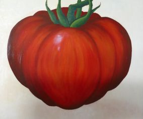 Svävande tomat. pannå 88 x88 cm 1990